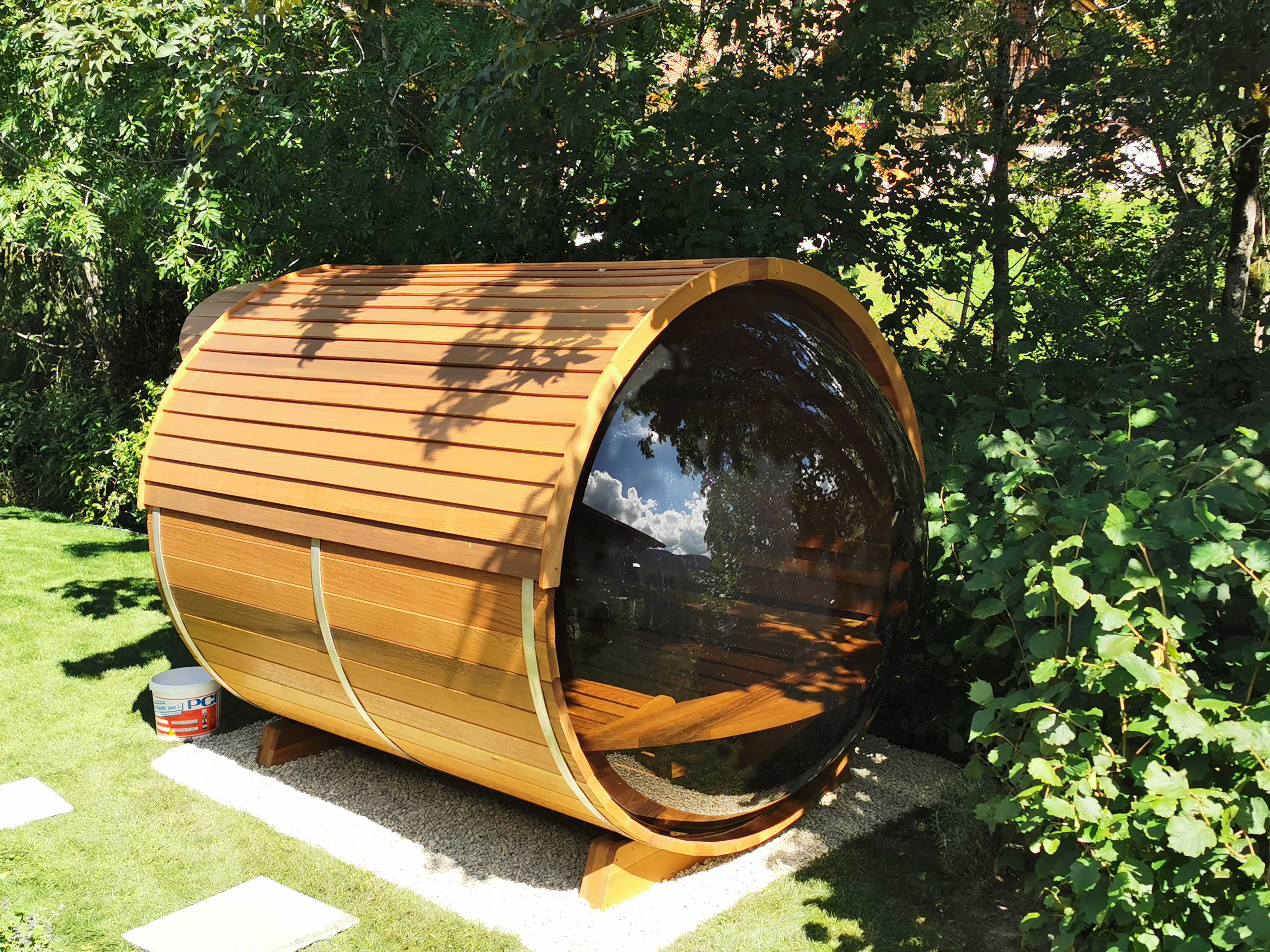 Panorama saunafass mit Glas